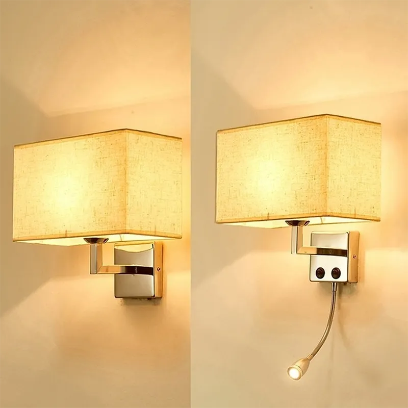 E27 Fabric Wall lamp with Switch LED Spotlight Reading Light Bedroom Study Equipment Hotel Bedhead Nordic Home Decoration Light - Image 5