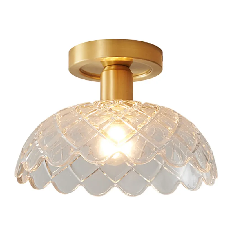 Lámpara de techo minimalista posmoderna de cobre de lujo para el hogar, el guardarropa, el dormitorio, el porche, el balcón, el pasillo, la iluminación de cristal. - Image 5