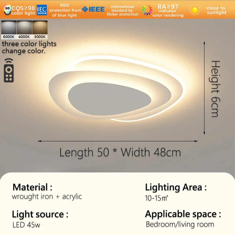 Living room main light oval eye protection lamp minimalist art bedroom ceiling light modern minimalist design ceiling - Image 6