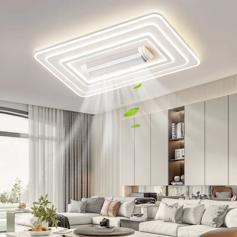 LED Invisible Bladeless Ceiling Fan Chandelier Smart Home Decoration for Living Room Bedroom Children's Room Indoor Lamps