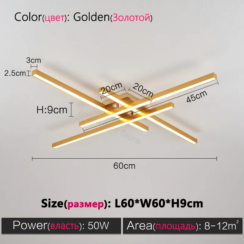 Black chandelier square bedroom lamps living room lamp led ceiling lamp Nordic minimalist creative led ceiling lamp strip lights - Image 7
