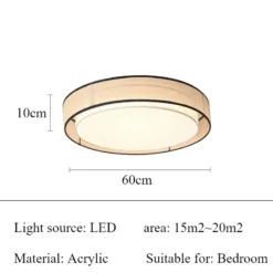 LED Bedroom Ceiling Light Study Living Room LED Lamps Itchen Dining Table Lighting Circular Shape Fabric Lampshade Home Decor - Image 7