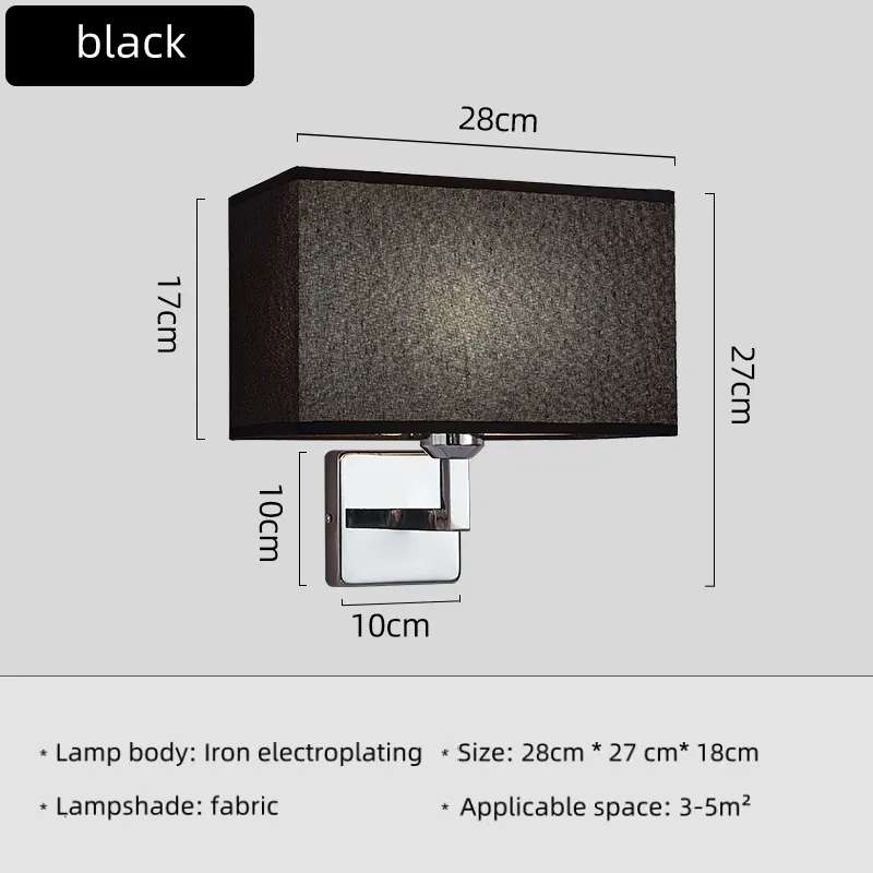 E27 Fabric Wall lamp with Switch LED Spotlight Reading Light Bedroom Study Equipment Hotel Bedhead Nordic Home Decoration Light - Image 9