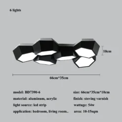 Modern Geometry Led Ceiling Lights White Black Alloy Ceiling Chandelier Lighting For Living Room Bedroom Home Decor Ceiling Lamp - Image 8
