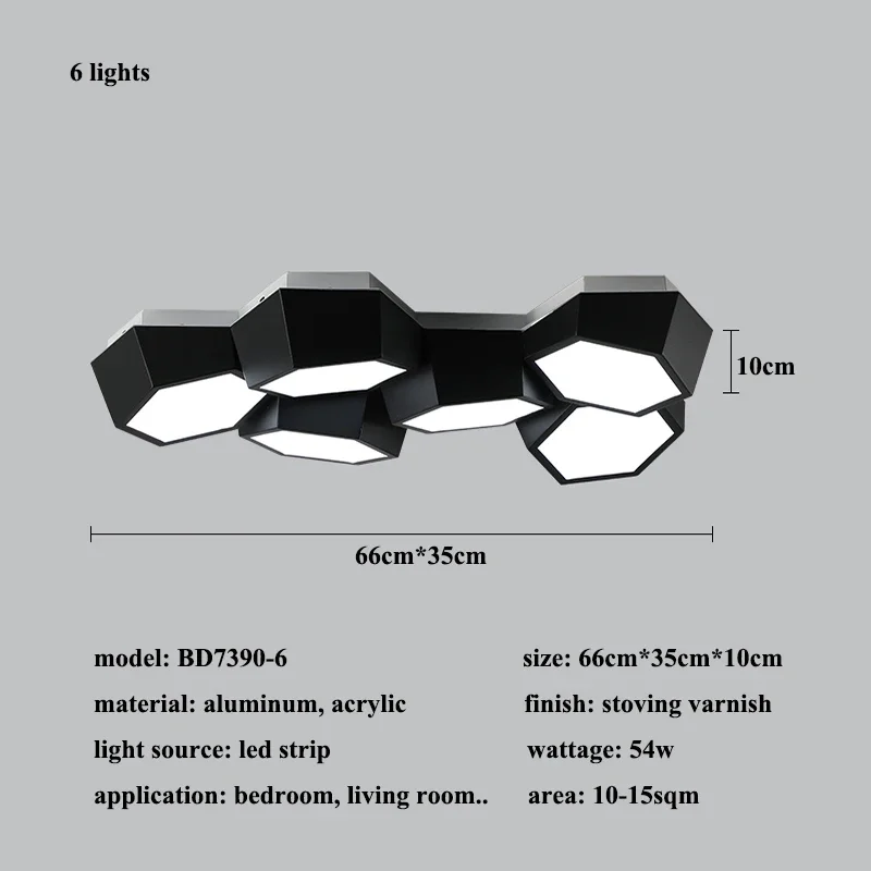 Modern Geometry Led Ceiling Lights White Black Alloy Ceiling Chandelier Lighting For Living Room Bedroom Home Decor Ceiling Lamp - Image 8