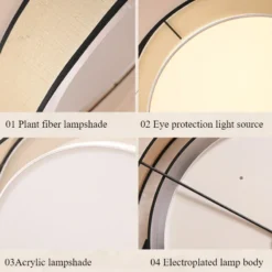 Alternative view of LED Bedroom Ceiling Light Study Living Room LED Lamps Itchen Dining Table Lighting Circular Shape Fabric Lampshade Home Decor