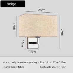 E27 Fabric Wall lamp with Switch LED Spotlight Reading Light Bedroom Study Equipment Hotel Bedhead Nordic Home Decoration Light - Image 6