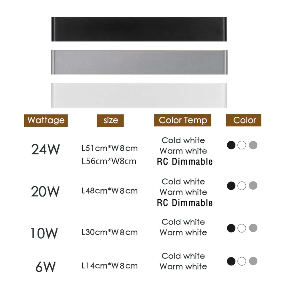 Lámpara de pared LED moderna regulable 110/220 V, lámpara de interior, apliques de pared, escalera, dormitorio, mesita de noche, sala de estar, iluminación del pasillo del hogar.