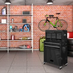 Caja y armario para herramientas 2 en 1, caja de herramientas con ruedas de 8 cajones y gran capacidad - Imagen 4