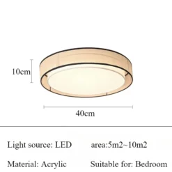 LED Bedroom Ceiling Light Study Living Room LED Lamps Itchen Dining Table Lighting Circular Shape Fabric Lampshade Home Decor - Image 6