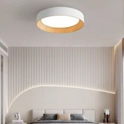 Lámpara de techo LED con textura de madera redonda nórdica para sala de estar, comedor, balcón, dormitorio, iluminación decorativa para el hogar - Image 3