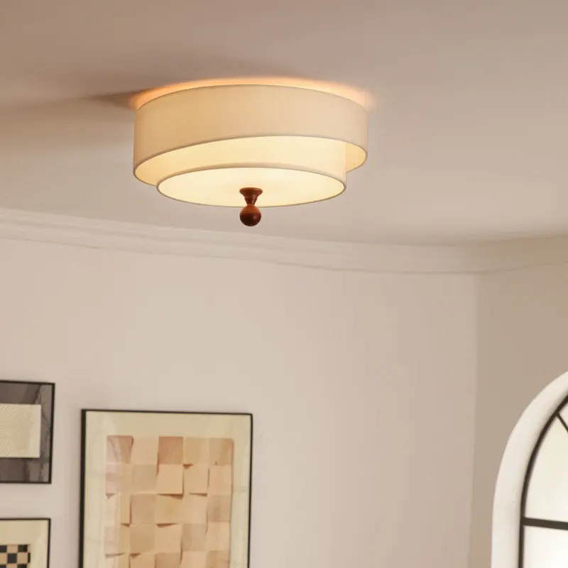 Wabi Sabi Antique Bedroom Ceiling Lights Circular Green/white Cloth Lamp Cafe Kitchen Bedroom Decor Ceiling Lamps Luminaires - Image 3