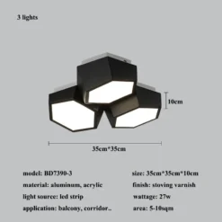Modern Geometry Led Ceiling Lights White Black Alloy Ceiling Chandelier Lighting For Living Room Bedroom Home Decor Ceiling Lamp - Image 6