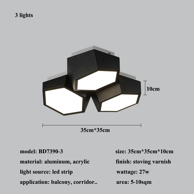 Modern Geometry Led Ceiling Lights White Black Alloy Ceiling Chandelier Lighting For Living Room Bedroom Home Decor Ceiling Lamp - Image 6