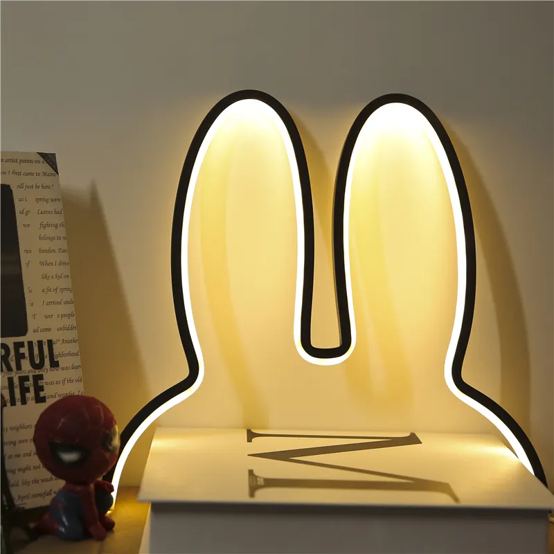 Lámpara de noche LED de conejo, moderna lámpara de escritorio USB para habitación infantil, regalo de Navidad, 5 W, bonita lámpara de noche, luminaria decorativa para el hogar.
