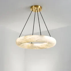 50CM Grand Spanish Natural Marble Chandelier Dining Living Room Bedroom Luxurious Restaurant Hotel Ring Pendant Lights Led - Image 4