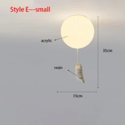 Nordic Resin Cartoon Bear Children's Room Bedroom Ceiling Light Acrylic Ball Dining Room Corridor Chandelier Warm Room Light E27 - Image 18