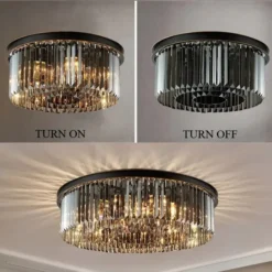 Lámpara de techo redonda moderna de cristal de lujo, lámpara de techo redonda negra E14, luminarias LED para cocina, comedor, dormitorio, iluminación del hogar. - Image 3