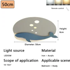 Scandinavian children's room ceiling light simple modern cartoon dolphin warm romantic boys and girls bedroom lamps and lanterns - Image 6