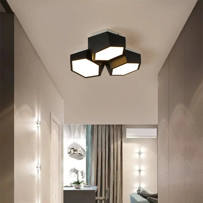 Modern Geometry Led Ceiling Lights White Black Alloy Ceiling Chandelier Lighting For Living Room Bedroom Home Decor Ceiling Lamp - Image 5