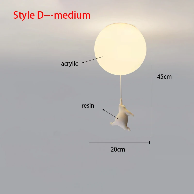 Nordic Resin Cartoon Bear Children's Room Bedroom Ceiling Light Acrylic Ball Dining Room Corridor Chandelier Warm Room Light E27 - Image 13