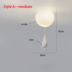 Nordic Resin Cartoon Bear Children's Room Bedroom Ceiling Light Acrylic Ball Dining Room Corridor Chandelier Warm Room Light E27 - Image 8