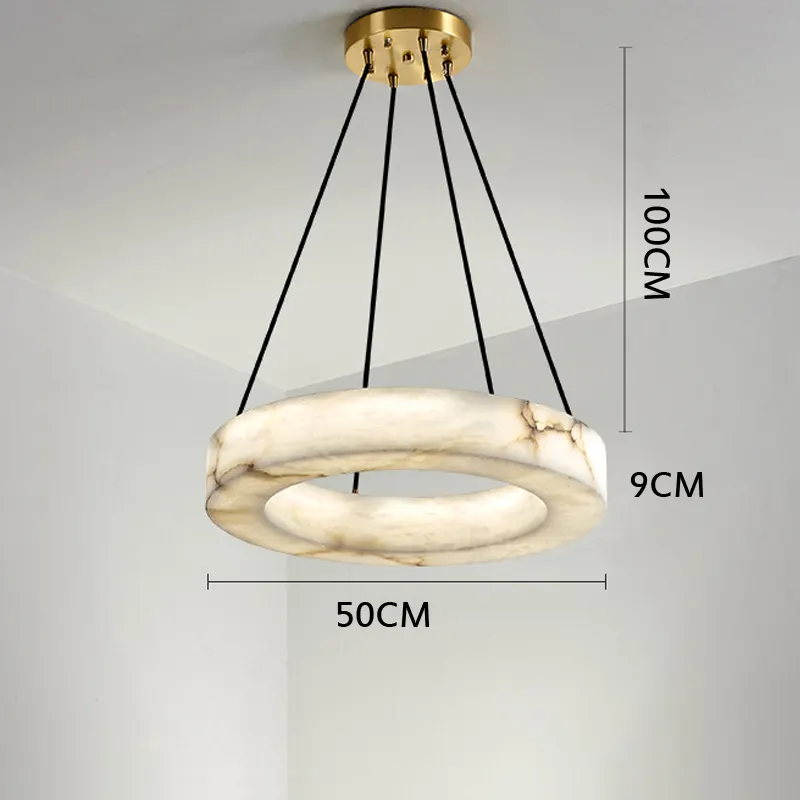 50CM Grand Spanish Natural Marble Chandelier Dining Living Room Bedroom Luxurious Restaurant Hotel Ring Pendant Lights Led - Image 7