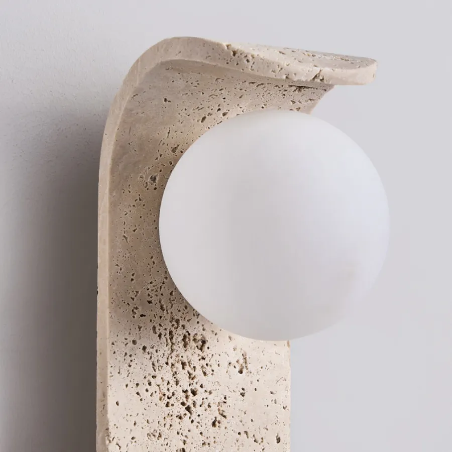 Lámpara de pared LED de vidrio blanco IWHD, lámpara de noche, vestíbulo, pasillo, estilo nórdico moderno, cueva amarilla, piedra creativa, lámpara de escalera - Image 5