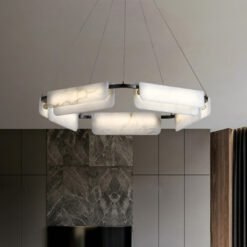 Lámpara colgante de mármol español D90CM para mesa de comedor, lámpara colgante de lujo de bronce para sala de estar, dormitorio, gran hotel, restaurante, lámpara colgante - Image 3