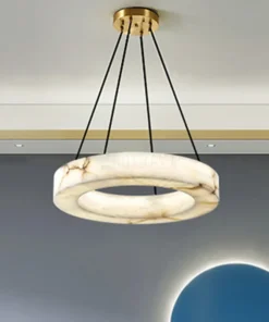 50CM Grand Spanish Natural Marble Chandelier Dining Living Room Bedroom Luxurious Restaurant Hotel Ring Pendant Lights Led