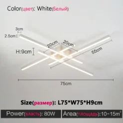 Black chandelier square bedroom lamps living room lamp led ceiling lamp Nordic minimalist creative led ceiling lamp strip lights - Image 18