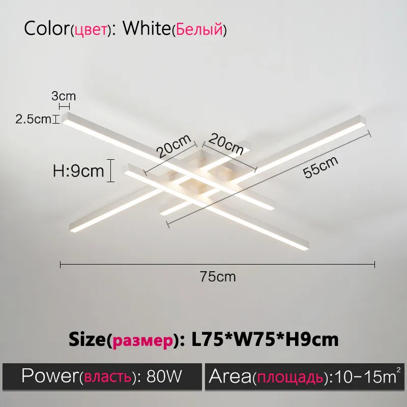Black chandelier square bedroom lamps living room lamp led ceiling lamp Nordic minimalist creative led ceiling lamp strip lights - Image 18
