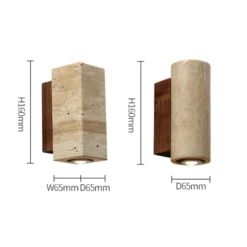 Lámpara de pared de mármol amarillo Wabi Sabi, LED, mesita de noche, japonesa, para dormitorio, sala de estar, aplique de pared de travertino, decoración para escalera y pasillo. - Image 4