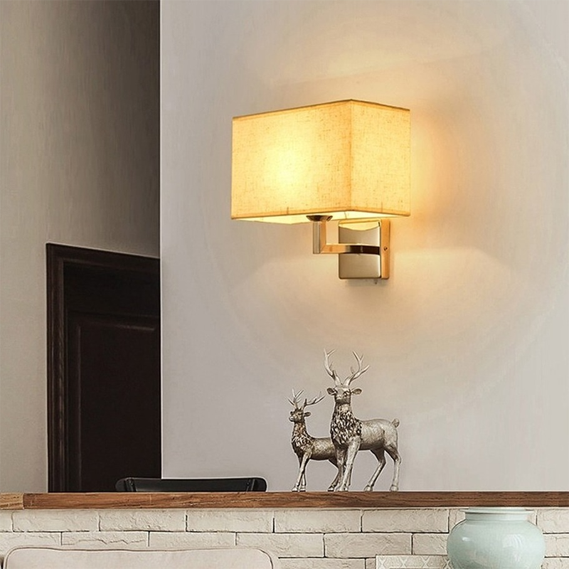 E27 Fabric Wall lamp with Switch LED Spotlight Reading Light Bedroom Study Equipment Hotel Bedhead Nordic Home Decoration Light - Image 4