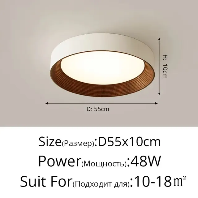 Lámpara de techo LED con textura de madera redonda nórdica para sala de estar, comedor, balcón, dormitorio, iluminación decorativa para el hogar - Image 11