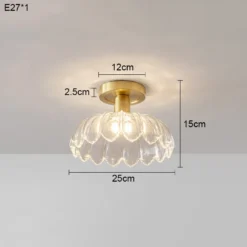Lámpara de techo minimalista posmoderna de cobre de lujo para el hogar, el guardarropa, el dormitorio, el porche, el balcón, el pasillo, la iluminación de cristal. - Image 8
