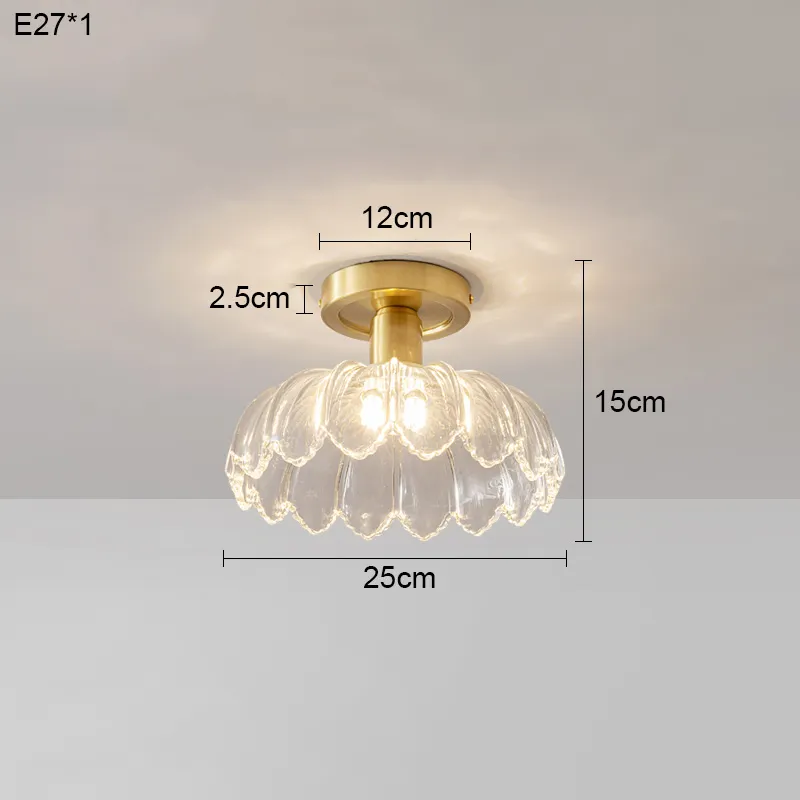 Lámpara de techo minimalista posmoderna de cobre de lujo para el hogar, el guardarropa, el dormitorio, el porche, el balcón, el pasillo, la iluminación de cristal. - Image 8