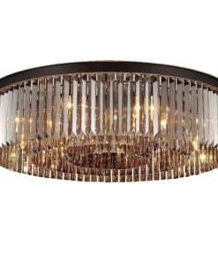 Alternative view of Lámpara de techo redonda moderna de cristal de lujo, lámpara de techo redonda negra E14, luminarias LED para cocina, comedor, dormitorio, iluminación del hogar.