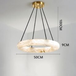 50CM Grand Spanish Natural Marble Chandelier Dining Living Room Bedroom Luxurious Restaurant Hotel Ring Pendant Lights Led - Image 6
