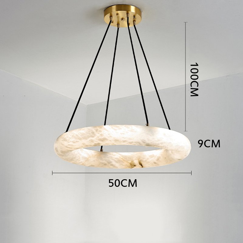 50CM Grand Spanish Natural Marble Chandelier Dining Living Room Bedroom Luxurious Restaurant Hotel Ring Pendant Lights Led - Image 6