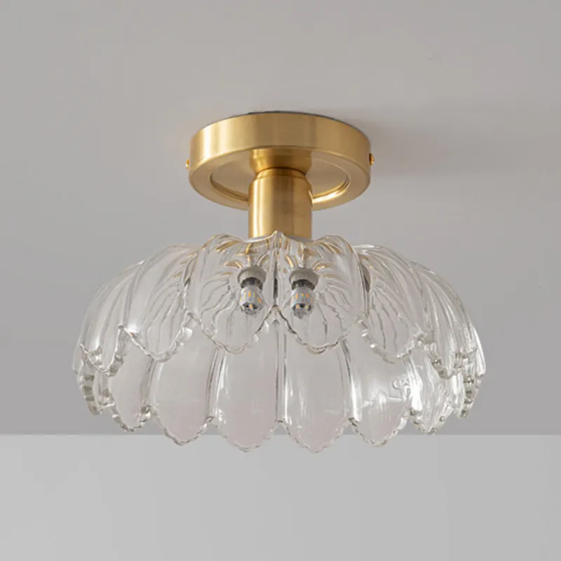 Lámpara de techo minimalista posmoderna de cobre de lujo para el hogar, el guardarropa, el dormitorio, el porche, el balcón, el pasillo, la iluminación de cristal. - Image 3