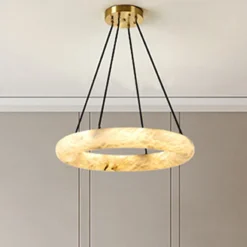 Alternative view of 50CM Grand Spanish Natural Marble Chandelier Dining Living Room Bedroom Luxurious Restaurant Hotel Ring Pendant Lights Led
