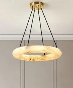 Alternative view of 50CM Grand Spanish Natural Marble Chandelier Dining Living Room Bedroom Luxurious Restaurant Hotel Ring Pendant Lights Led