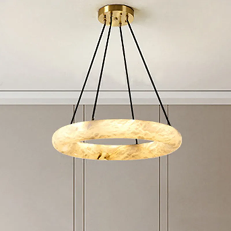 50CM Grand Spanish Natural Marble Chandelier Dining Living Room Bedroom Luxurious Restaurant Hotel Ring Pendant Lights Led - Image 2