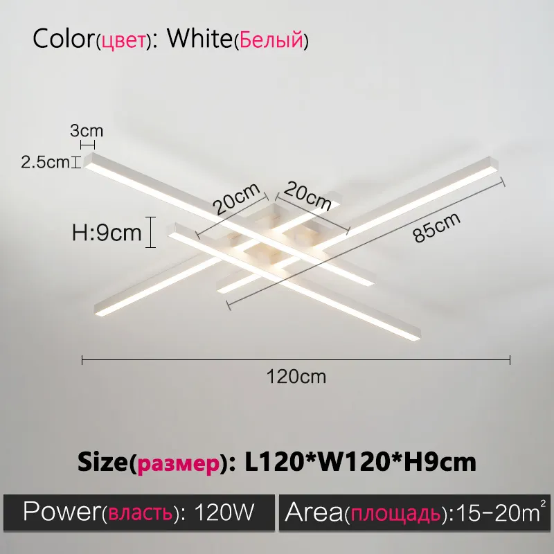 Black chandelier square bedroom lamps living room lamp led ceiling lamp Nordic minimalist creative led ceiling lamp strip lights - Image 19