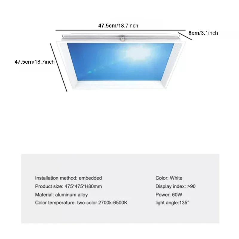 Blue sky light ceiling lamp for Bathroom Indoor Decor panel Kids room lamp Kitchen Natural Lighting Surface ceiling chandelier - Image 8