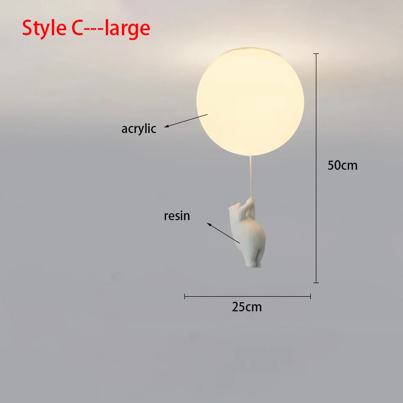 Nordic Resin Cartoon Bear Children's Room Bedroom Ceiling Light Acrylic Ball Dining Room Corridor Chandelier Warm Room Light E27 - Image 15