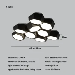 Modern Geometry Led Ceiling Lights White Black Alloy Ceiling Chandelier Lighting For Living Room Bedroom Home Decor Ceiling Lamp - Image 10