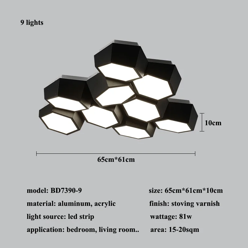 Modern Geometry Led Ceiling Lights White Black Alloy Ceiling Chandelier Lighting For Living Room Bedroom Home Decor Ceiling Lamp - Image 10