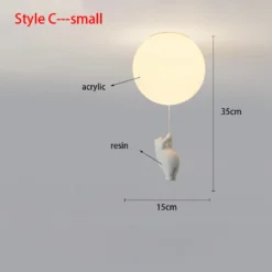 Nordic Resin Cartoon Bear Children's Room Bedroom Ceiling Light Acrylic Ball Dining Room Corridor Chandelier Warm Room Light E27 - Image 9